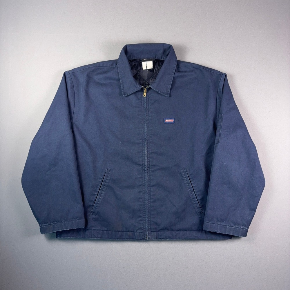 Vintage Dickies Eisenhower Work Jacket Navy Blue Quilted Lined Full Zip XL 2XL